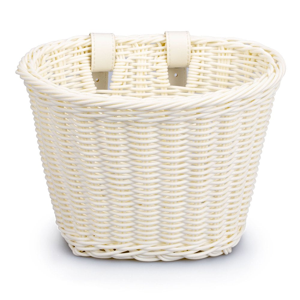 Alloet Bike Basket for Front Handlebar Kid Adult Bicycle Handlebar Wicker Basket Bike Decoration Waterproof with Leather Straps Accessories Basket(Sky Blue)