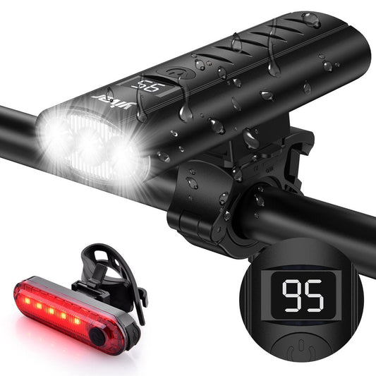 Bike Light Set 1200 Lumen USB Rechargeable - 6 LED Bike Headlamp Waterproof Super Bright Headlight W/ Free Tail Light for Bicycles Road Mountain
