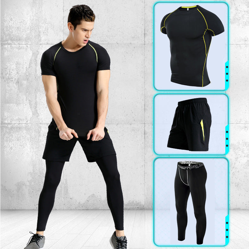 Sports suits men's stretch quick-drying short sleeves - Blue Force Sports