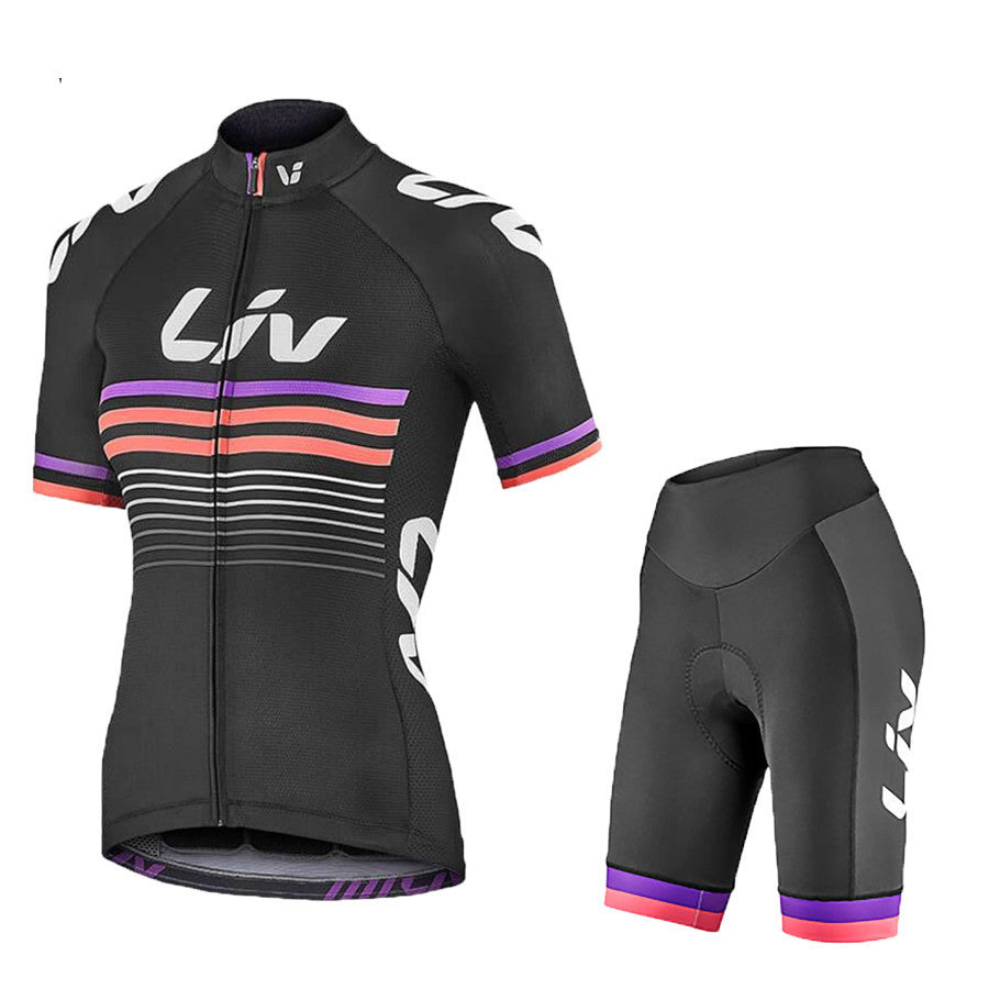 Women's LIV Summer Cycling Jersey Short Sleeve Shorts Suit Breathable - Blue Force Sports
