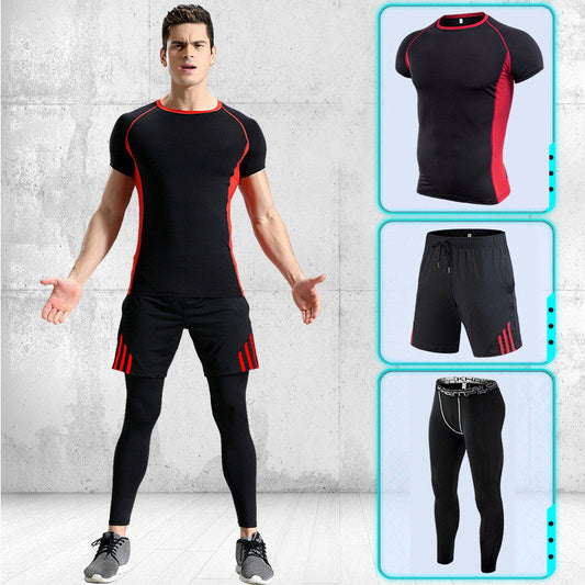Sports suits men's stretch quick-drying short sleeves - Blue Force Sports