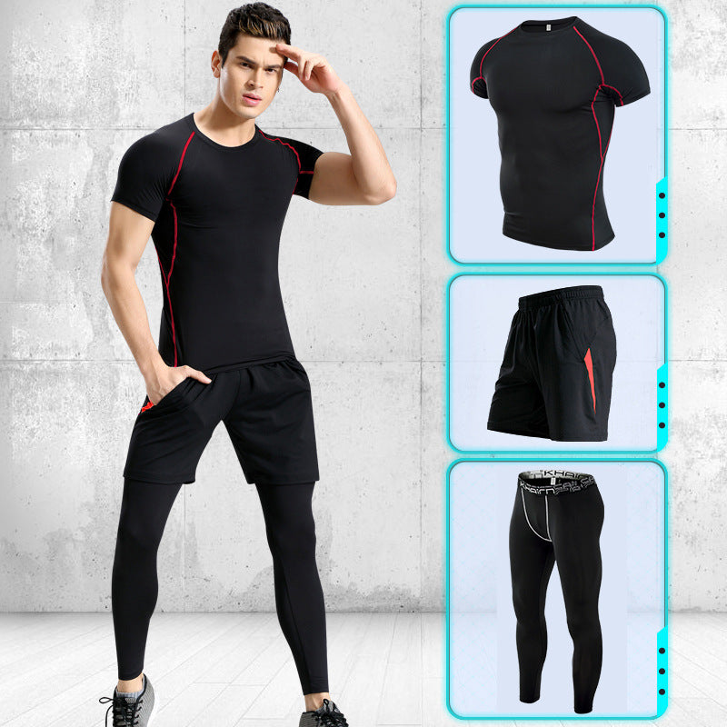 Sports suits men's stretch quick-drying short sleeves - Blue Force Sports