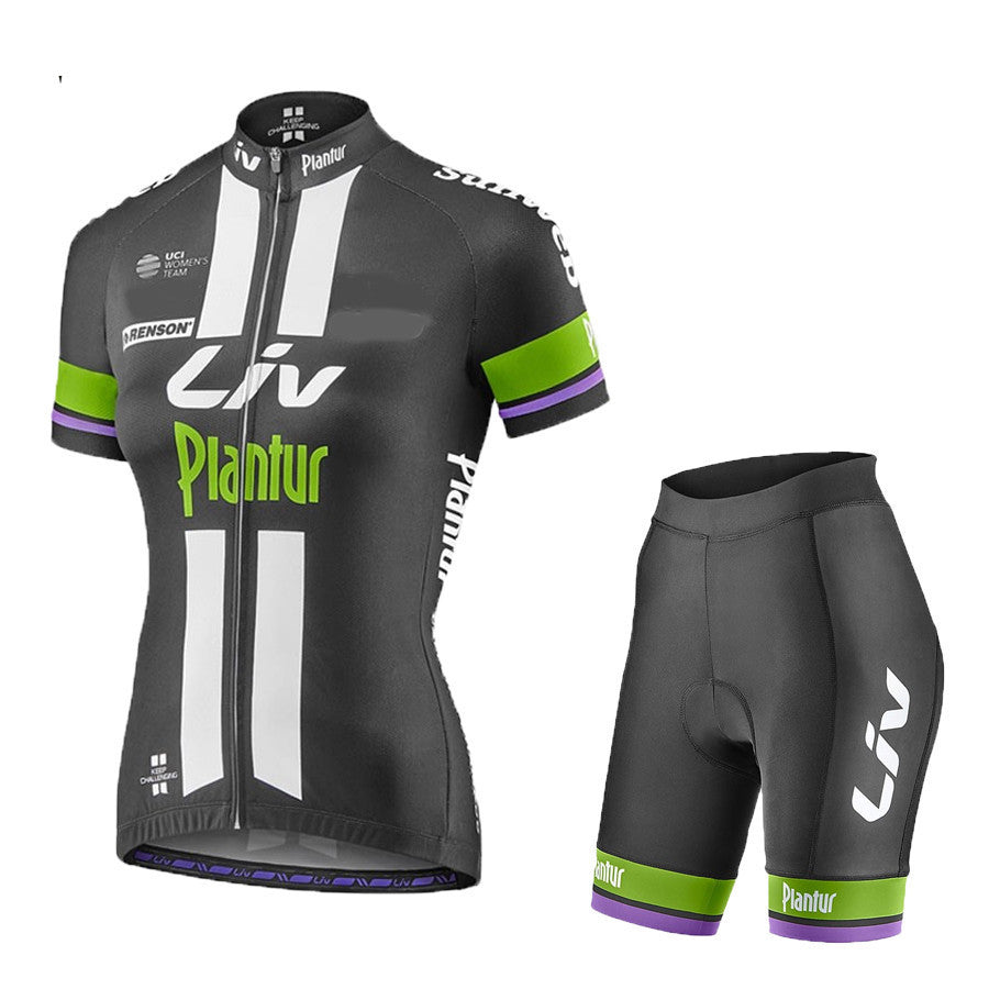 Women's LIV Summer Cycling Jersey Short Sleeve Shorts Suit Breathable - Blue Force Sports