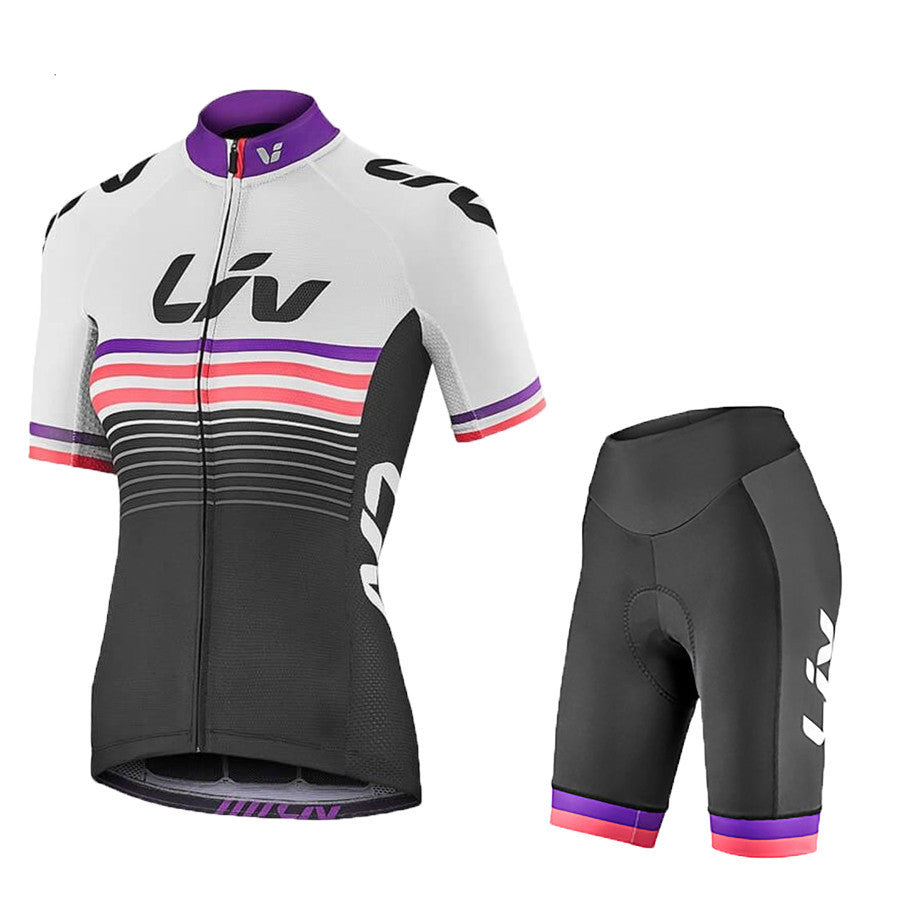 Women's LIV Summer Cycling Jersey Short Sleeve Shorts Suit Breathable - Blue Force Sports