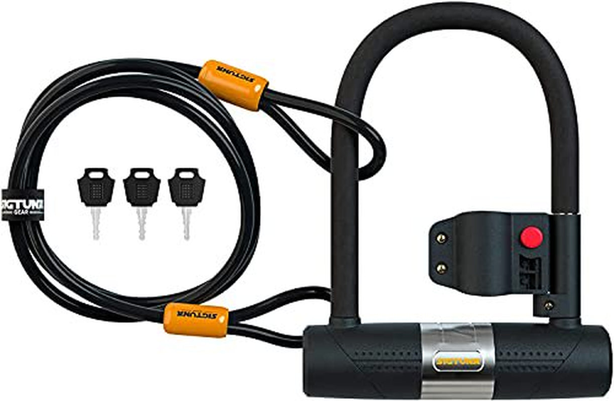 SIGTUNA Bike Locks - 16Mm Heavy Duty U Lock with U-Lock Shackle and Bicycle Lock Mount Holder + 1200Mm Steel Chain Cable Bike Lock