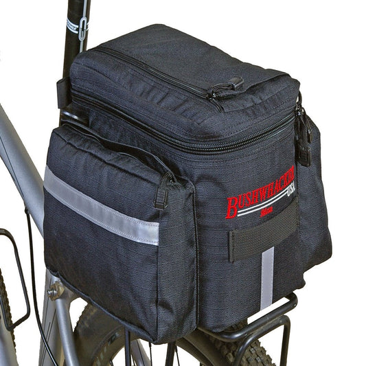 Bushwhacker® Mesa Trunk Bag Black with Rear Light Clip Attachment & Reflective Trim Bicycle Cycling Rack Pack Bike Accessory Luggage Pannier Insulated Cooler