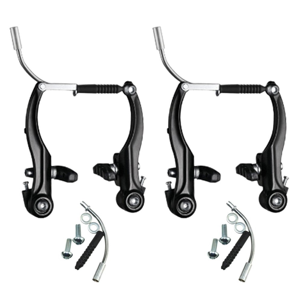 Younar V Brake Set - 2 Pairs Bike Brakes, Universal Front/Rear V-Brakes Set, Mountain Bike Replacements for Most Bicycles, Road Bike Brakes Cables (Black, Silver)