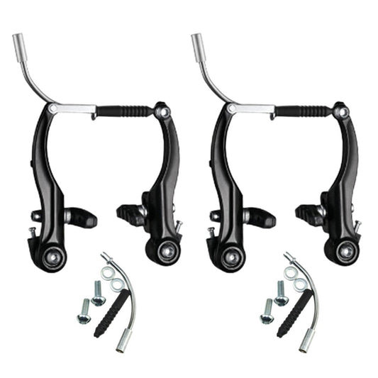 Younar V Brake Set - 2 Pairs Bike Brakes, Universal Front/Rear V-Brakes Set, Mountain Bike Replacements for Most Bicycles, Road Bike Brakes Cables (Black, Silver)