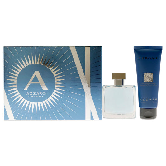 Chrome by Azzaro for Men - 2 Pc Gift Set 1.7oz EDT Spray, 3.4oz Hair and Body Shampoo