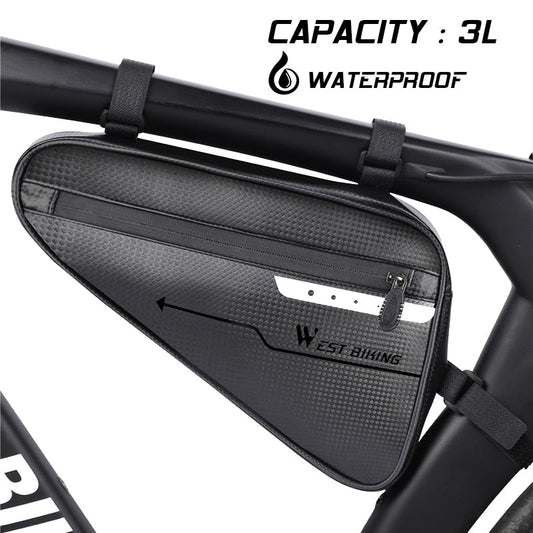WEST BIKING Waterproof Cycling Tube Bags 3L MTB Road Bike Triangle Bag Cycling Frame Front Bags Repair Tools Pannier Bicycle Bag