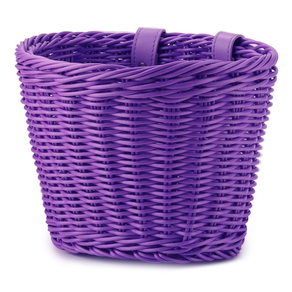 Alloet Bike Basket for Front Handlebar Kid Adult Bicycle Handlebar Wicker Basket Bike Decoration Waterproof with Leather Straps Accessories Basket(Sky Blue)