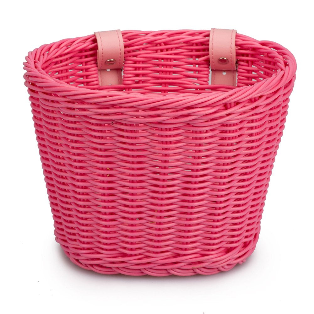 Alloet Bike Basket for Front Handlebar Kid Adult Bicycle Handlebar Wicker Basket Bike Decoration Waterproof with Leather Straps Accessories Basket(Sky Blue)