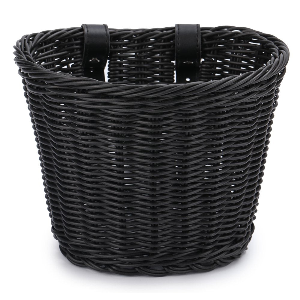 Alloet Bike Basket for Front Handlebar Kid Adult Bicycle Handlebar Wicker Basket Bike Decoration Waterproof with Leather Straps Accessories Basket(Sky Blue)